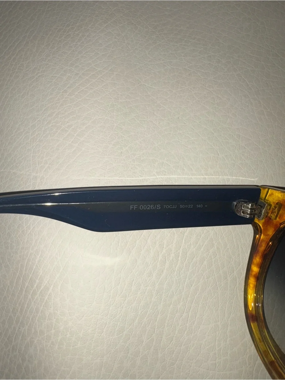 Fendi Womens Tortoiseshell Amber Frame Sunglasses with Gradient Blue Lenses